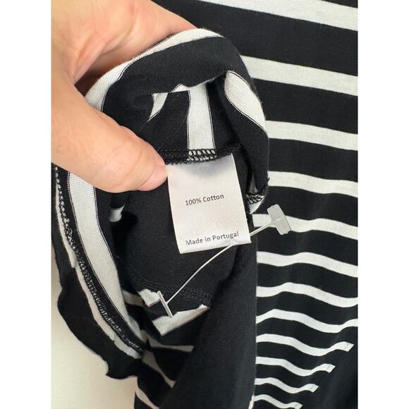 La Ligne Short Sleeve Striped Step Hem Cotton Puff Sleeve Top Medium - Picture 7 of 7